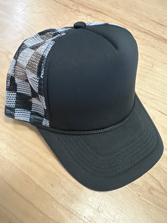 Black Checker Trucker Hat