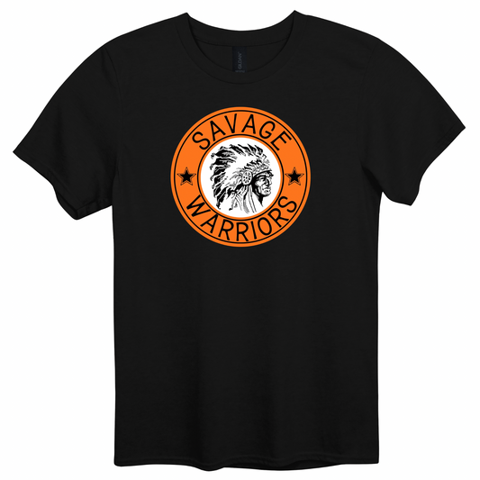 Savage Warrior Orange Vintage Seal Graphic Apparel | Adult Spirit Wear