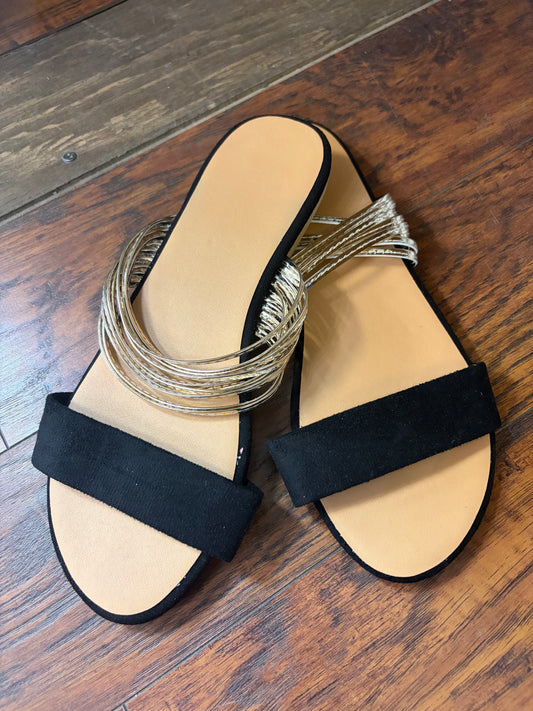 Black and Gold Sandals