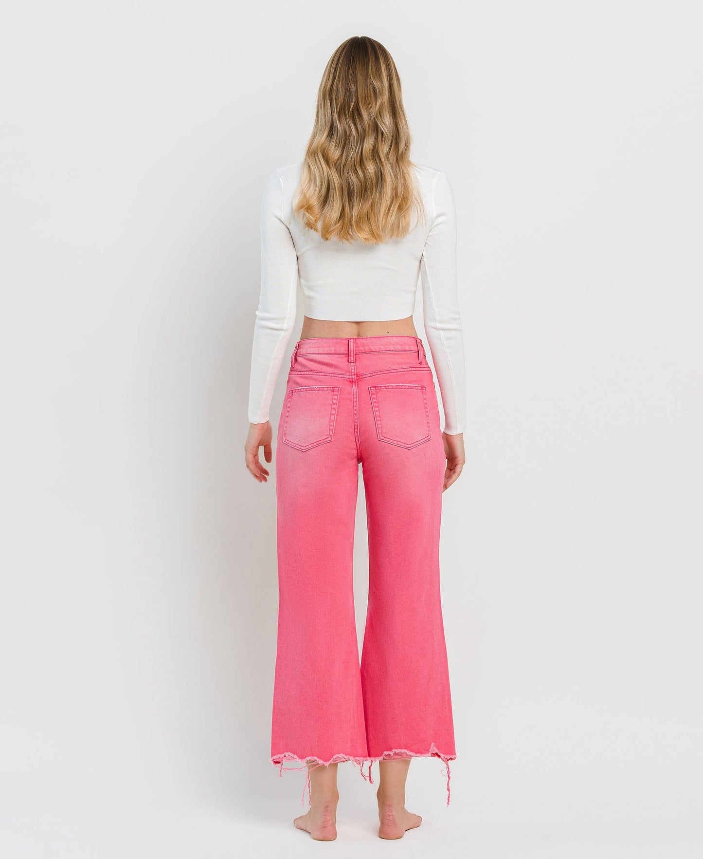 90'S VINTAGE SUPER HR CROP FLARE PINK