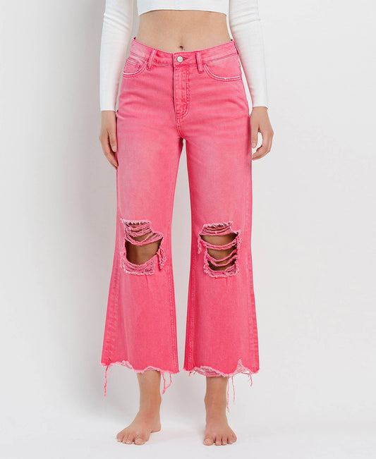 90'S VINTAGE SUPER HR CROP FLARE PINK