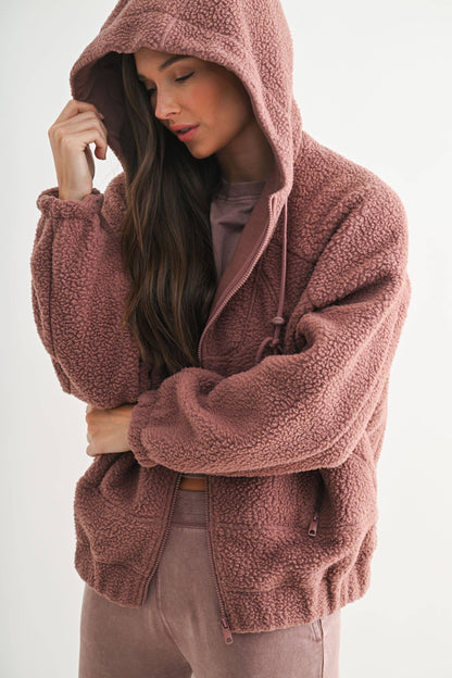 Alpine Fleece Zip Up Hoodie: ROSE TAUPE