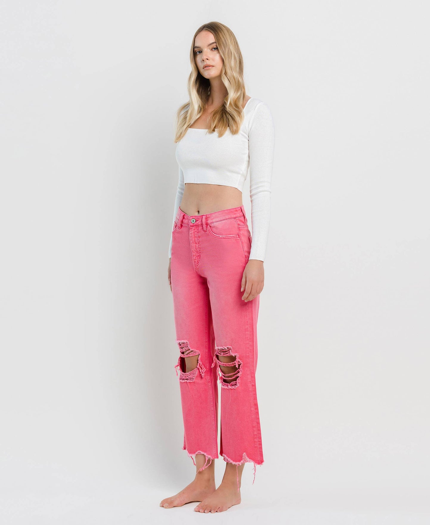 90'S VINTAGE SUPER HR CROP FLARE PINK