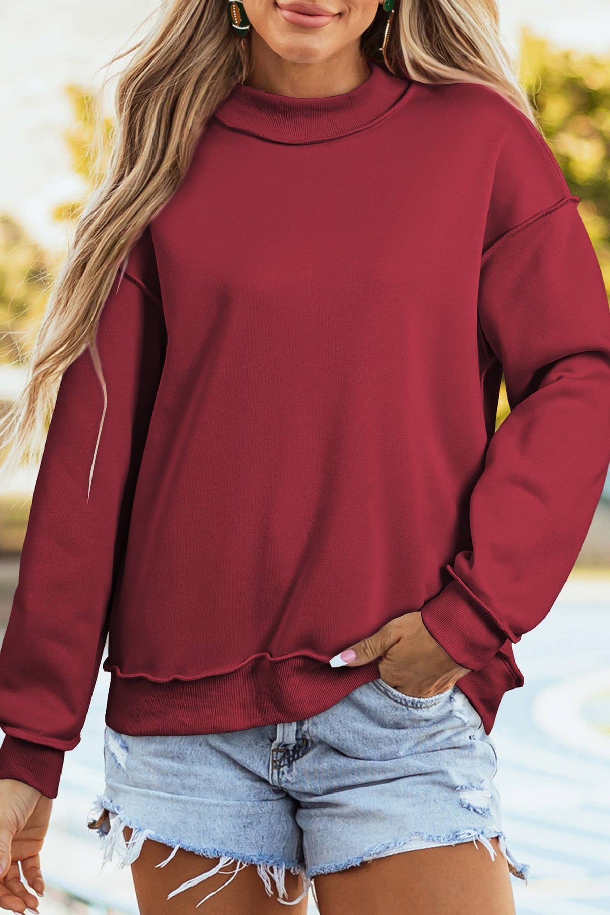 Reversible Mock Neck: Burgundy