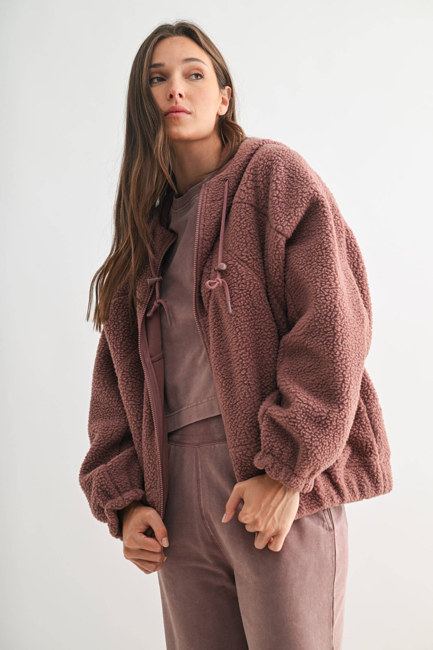 Alpine Fleece Zip Up Hoodie: ROSE TAUPE