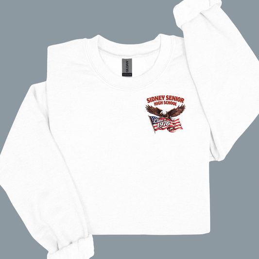 Class of 1976 Chest Logo Crew - White
