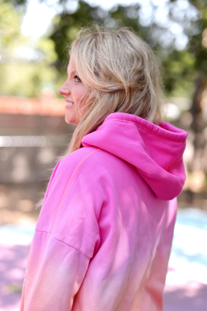 How Lucky Are We-Hoodie Dip Dye Pink