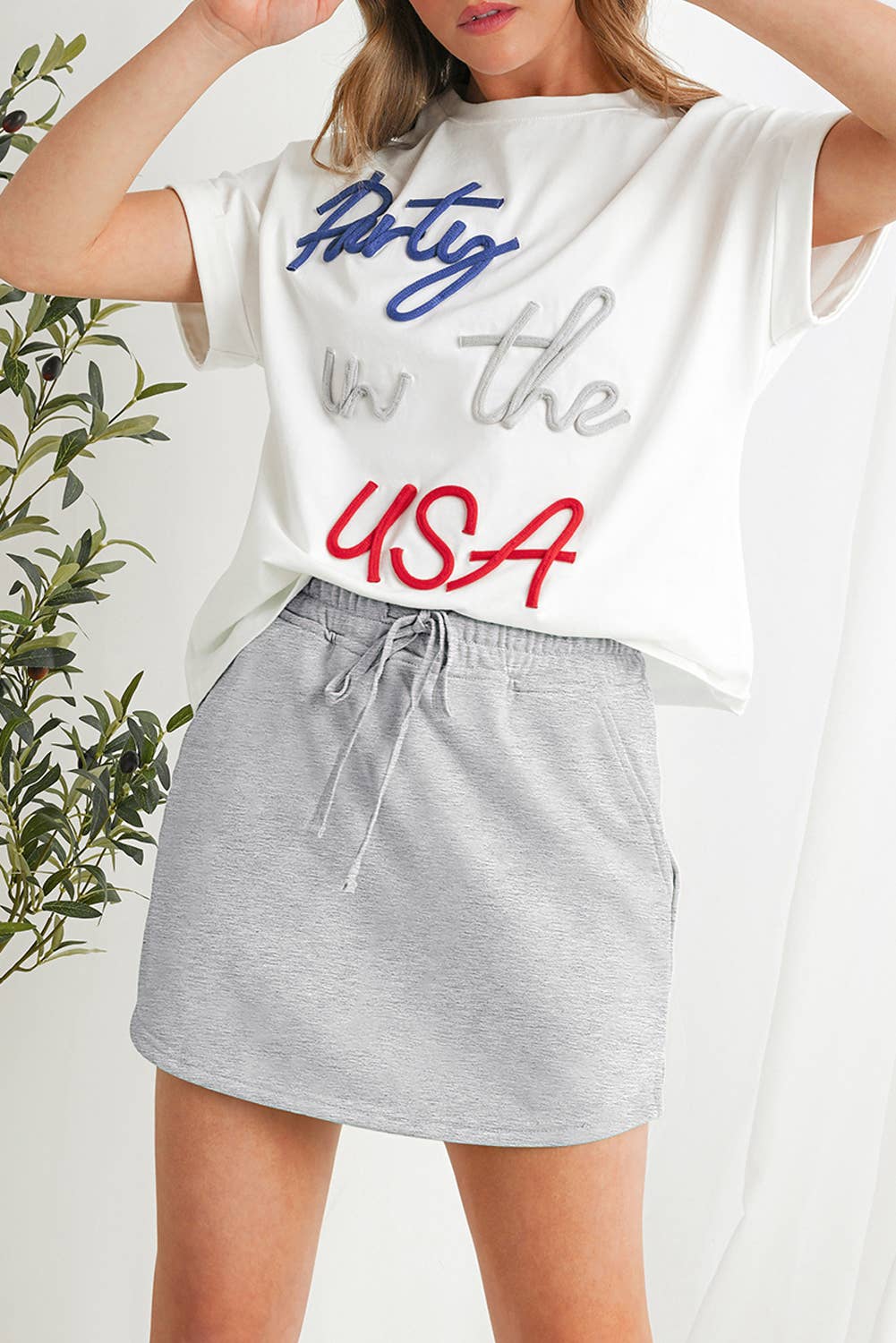 Drawstring Mini French Terry Skort