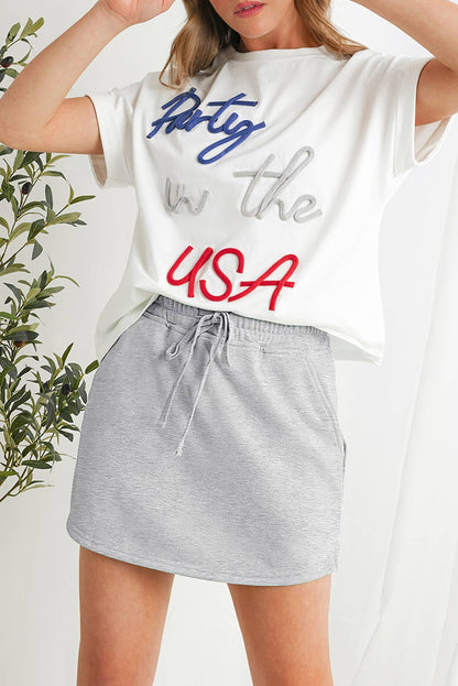 Drawstring Mini French Terry Skort