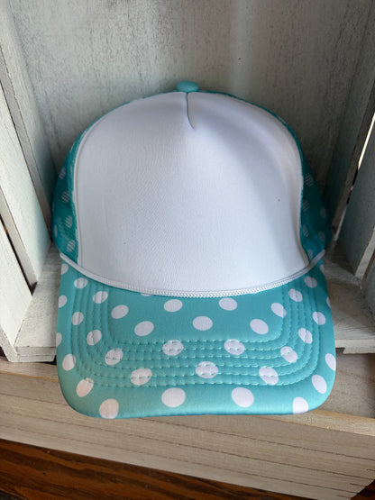 Aqua Polka Dot Trucker Hat