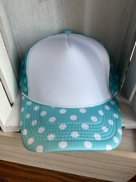 Aqua Polka Dot Trucker Hat
