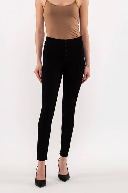 BUTTON DETAIL JEGGINGS: BLACK