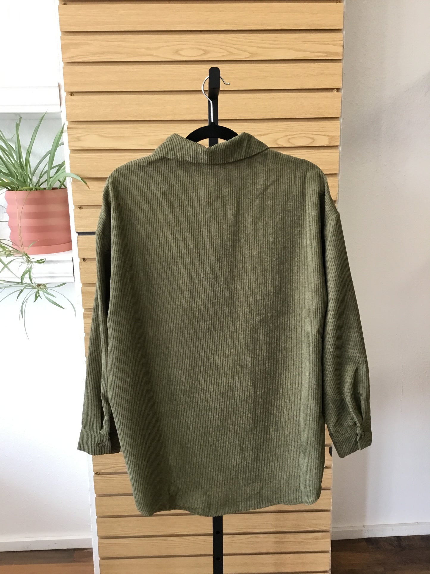 Adora Colorblock Corduroy Shacket White/Olive