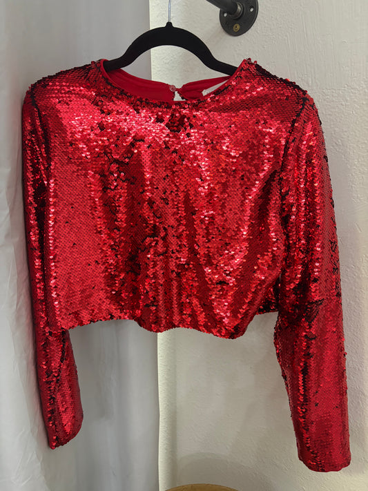 Blu Pepper Red Sequin Long Sleeve