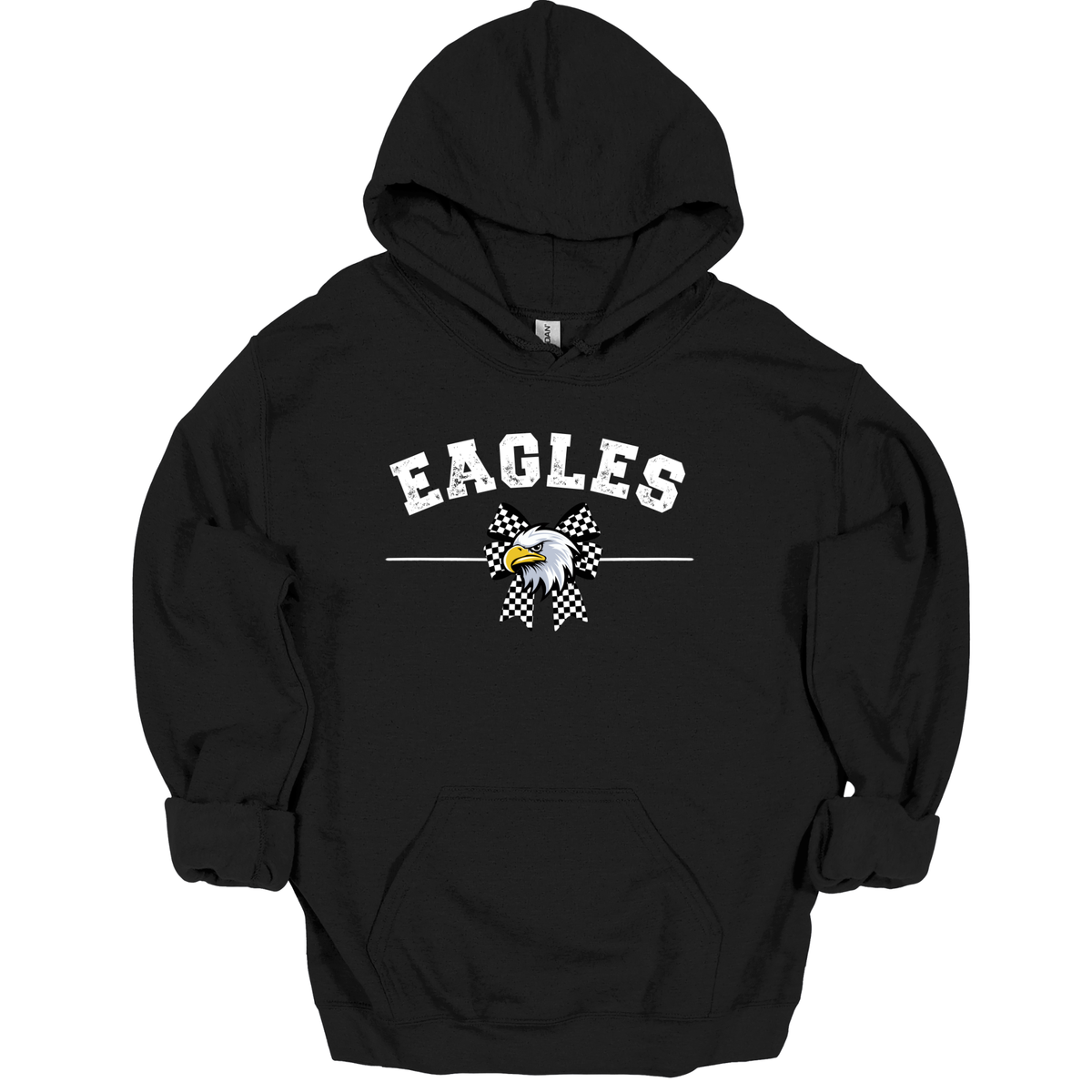 EAGLES Checkered Bow Graphic Apparel | Adult Spirit Wear Collection
