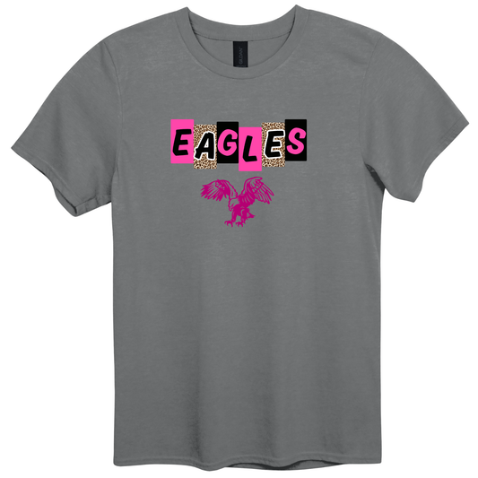PINK EAGLES Leopard Letter Blocks Graphic Apparel | Youth Spirit Wear