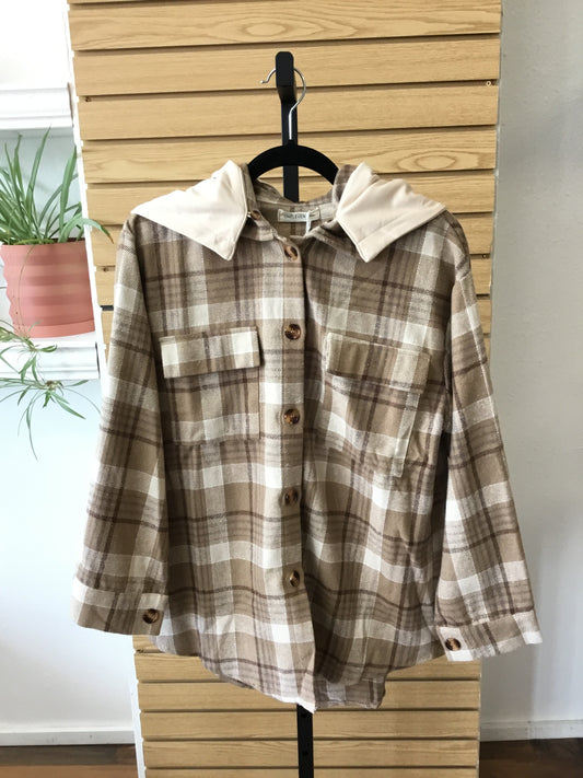 Detachable Hoodie Flannel Shacket