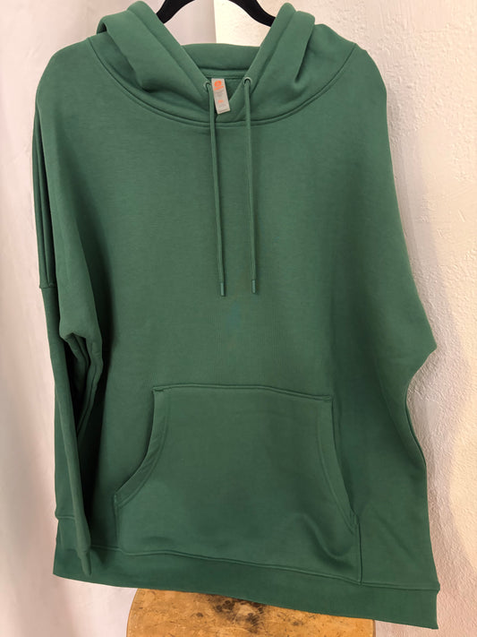 Curvy Slim Fit Fleece Hoodie - Hunter Green