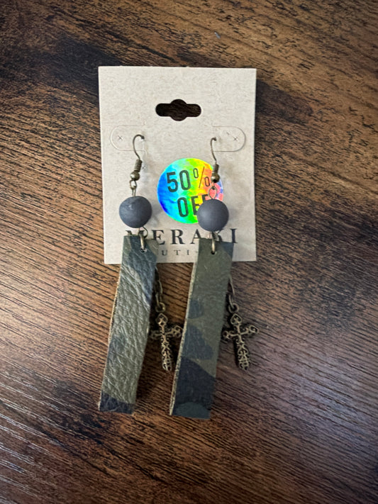 Camo Leather Earrings
