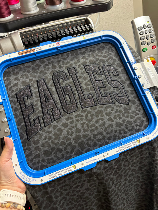 EAGLES Leopard Monochrome | Glitter Embroidered Black Apparel