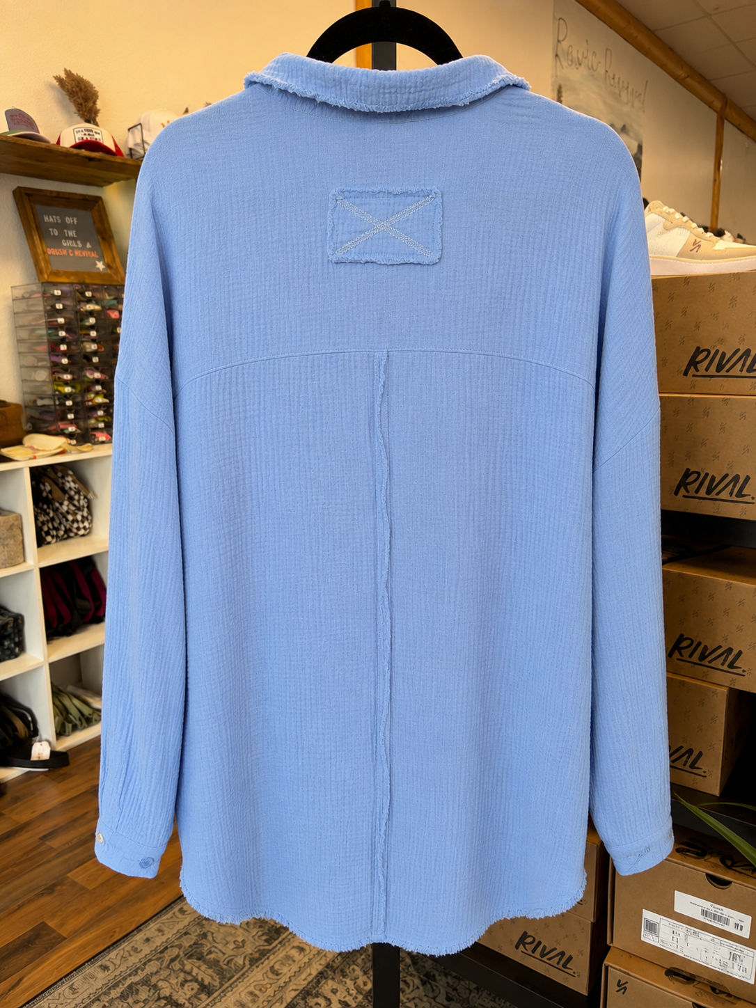 Double gauze oversized shirt - Cornflower