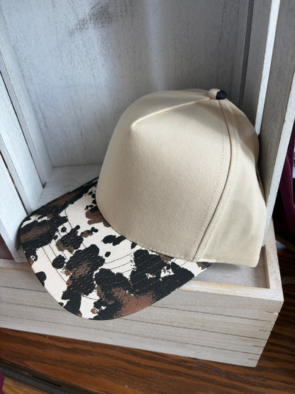 Two Tone Cow Print Brim Canvas