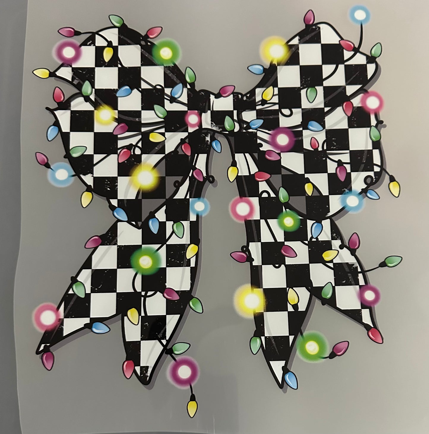 Checker Christmas Lights Bow