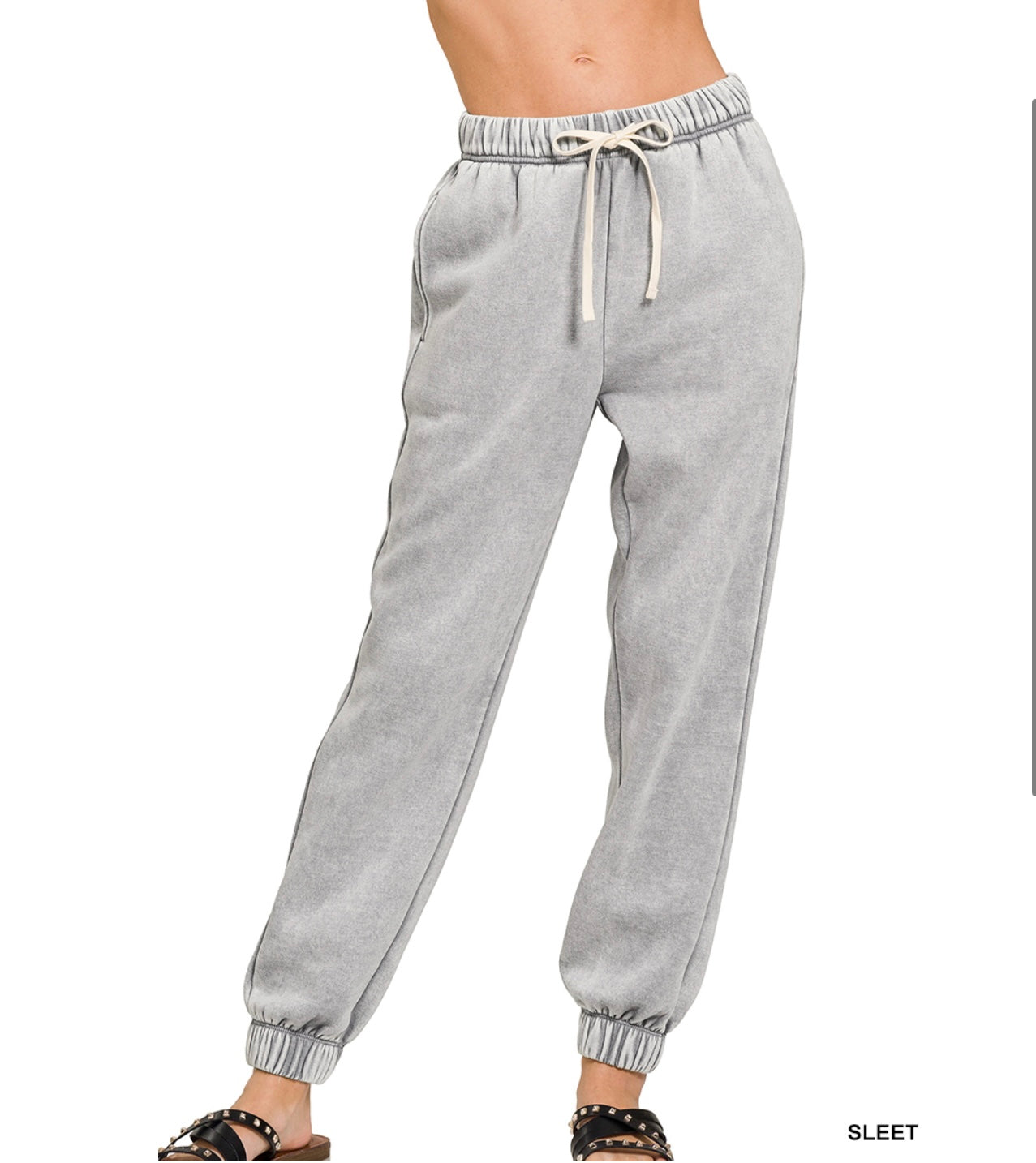 Acid Wash Fleece Sweatpants - Sleet