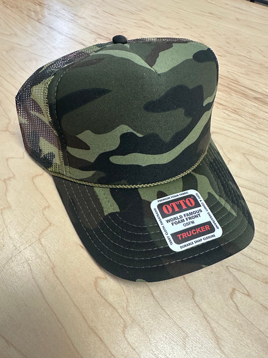 Otto Adult High Crown Trucker - Solid Camo