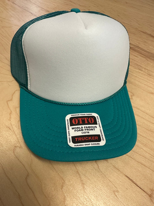 Otto Adult High Crown Trucker - Jade/White