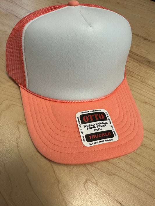 Otto Adult High Crown Trucker - Coral/White