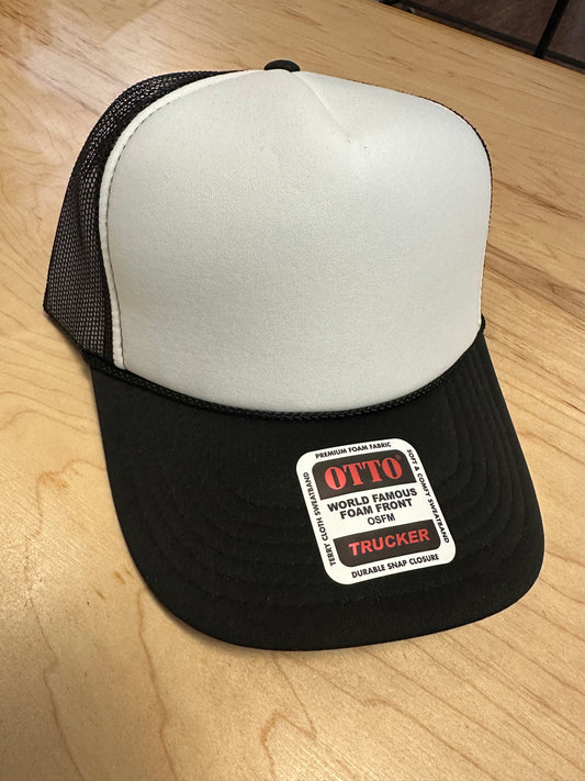 Otto Adult High Crown Trucker - Black/White