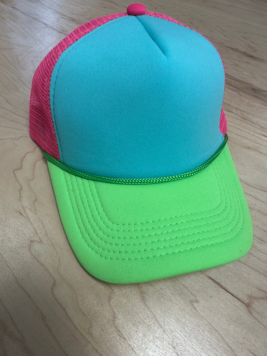 Neon with Blue Front Trucker Hat