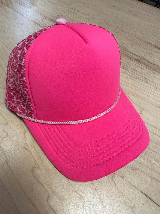 Hot Pink Leopard Mesh Trucker Hat
