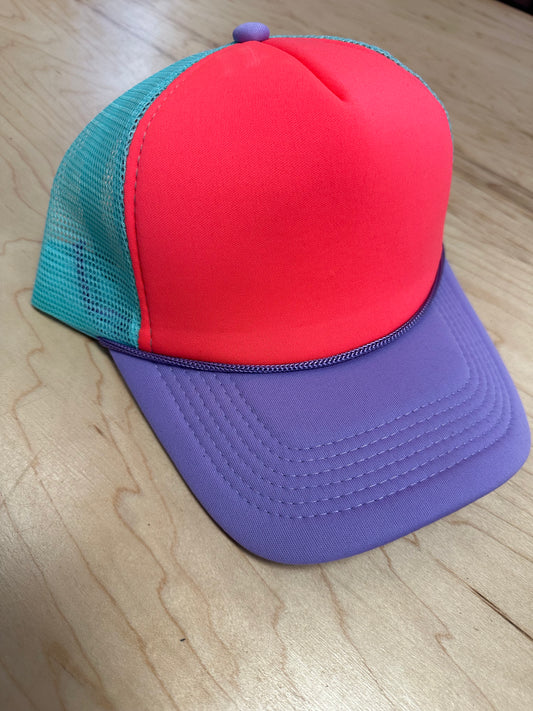 Purple/Neon Coral TriColor Trucker Hat