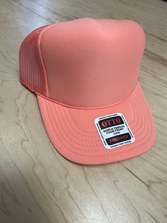 Otto Adult High Crown  Trucker - Solid Coral