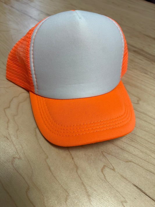Youth Trucker Hat - Neon Orange/White