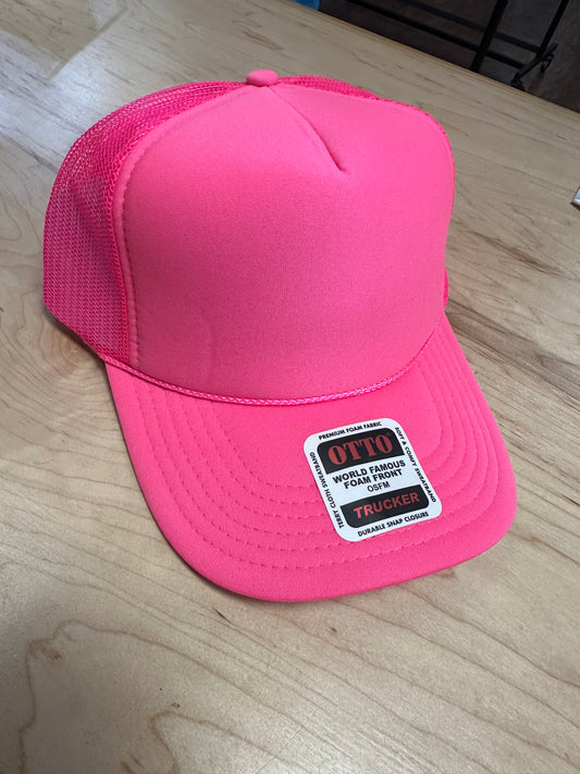 Otto Adult Trucker Hat - Solid Neon Pink