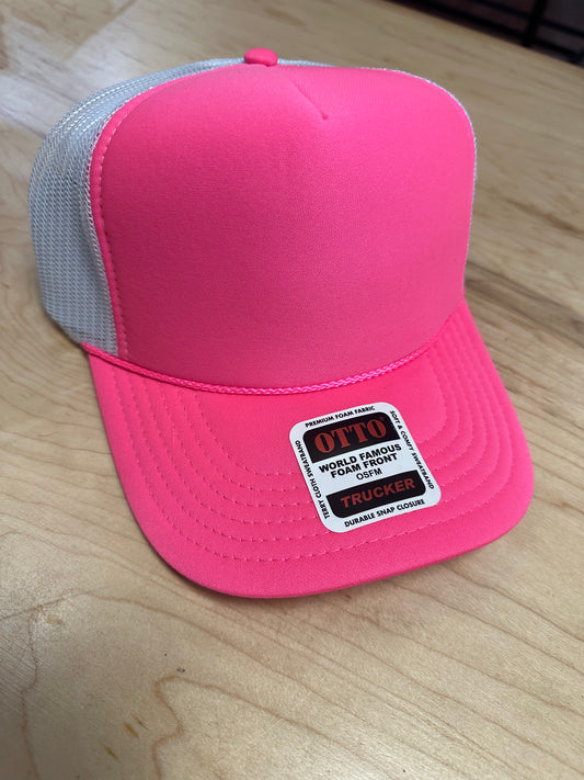 Otto Adult Trucker Hat - White/Neon Pink
