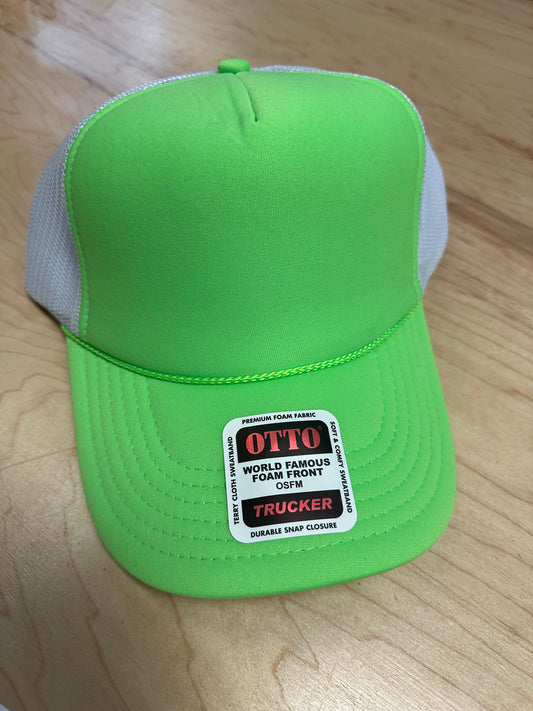 Otto Adult Trucker Hat - Neon Green/White