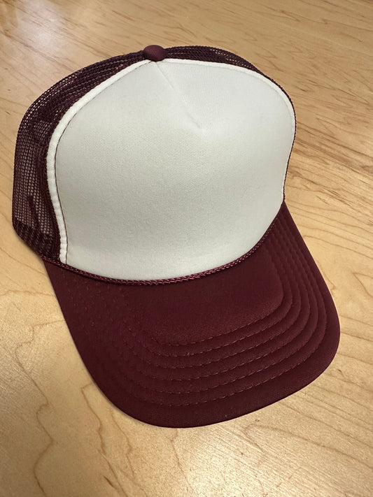 Otto Adult High Crown Trucker - Maroon/White