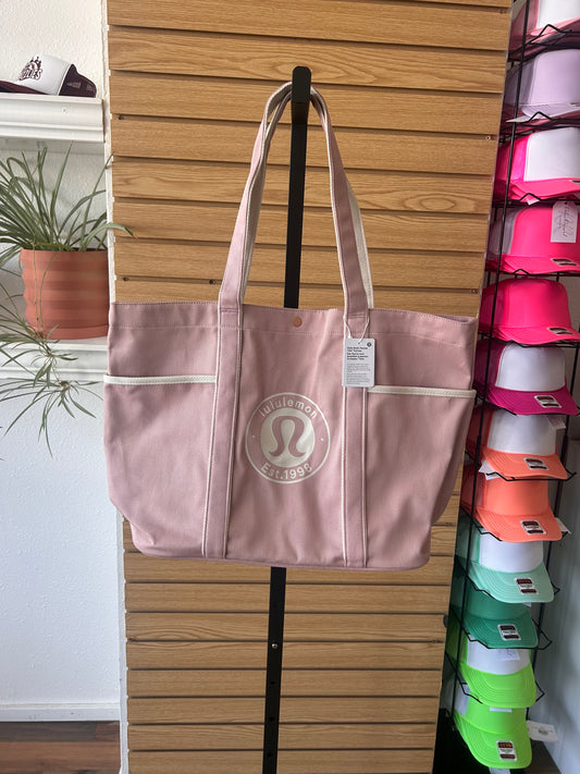 Daily Multi-Pocket Canvas Tote - Mink Berry/Light Ivory