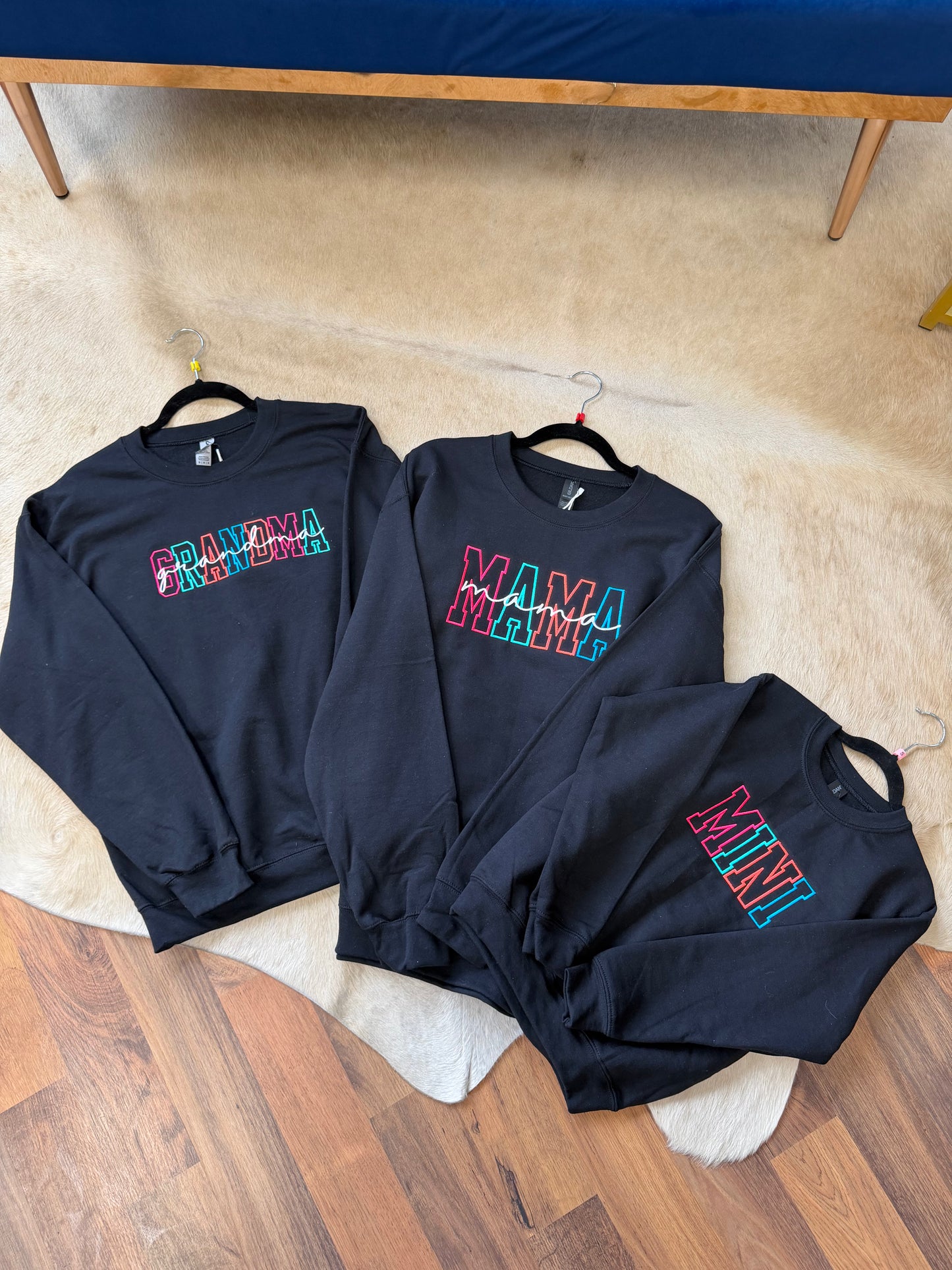 GRANDMA Embroidered Crewneck | Matching Mama, Mini, Grandma Set