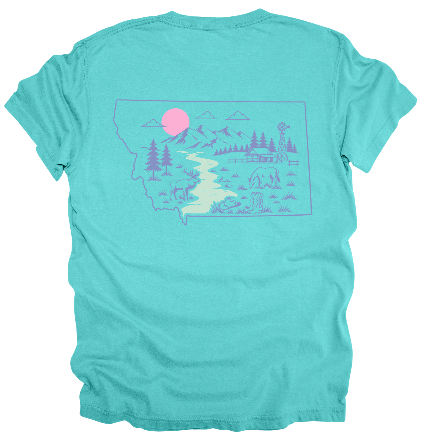 MONTANA MAP OUTLINE Graphic Apparel | Adult Tee