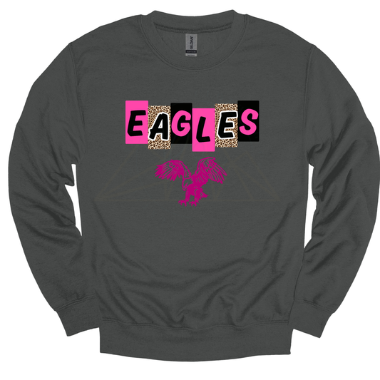 PINK EAGLES Leopard Letter Blocks Graphic Apparel | Adult Spirit Wear