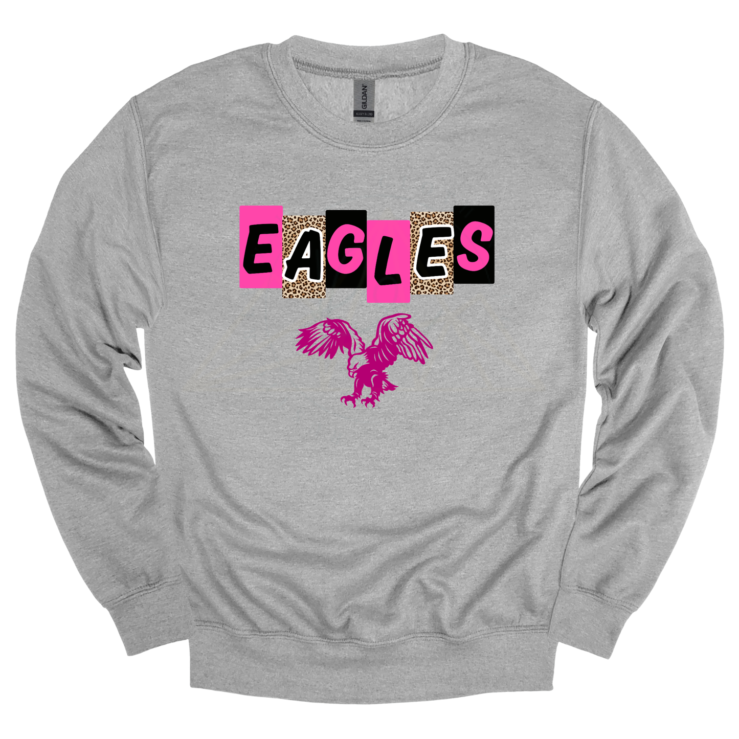 PINK EAGLES Leopard Letter Blocks Graphic Apparel | Youth Spirit Wear