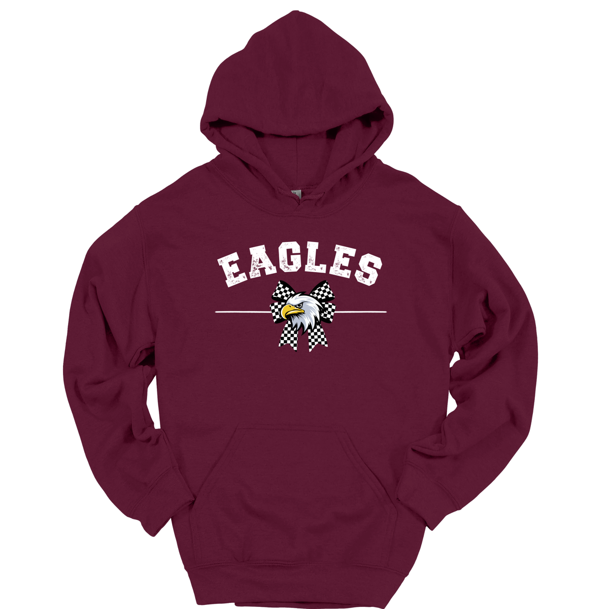 EAGLES Checkered Bow Graphic Apparel | Adult Spirit Wear Collection