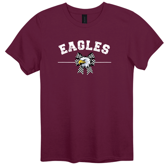 EAGLES Checkered Bow Graphic Apparel | Youth Spirit Wear Collection