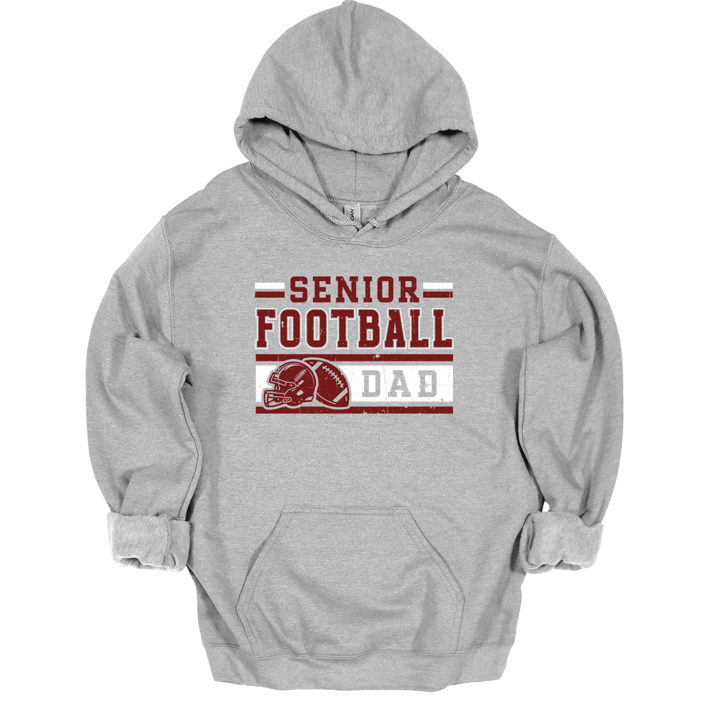 MAROON & WHITE Senior Football Dad Graphic Apparel | Adult Spirit Wear