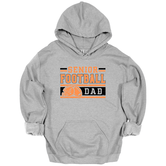ORANGE & BLACK Senior Football Dad Graphic Apparel | Adult Spirit Wear